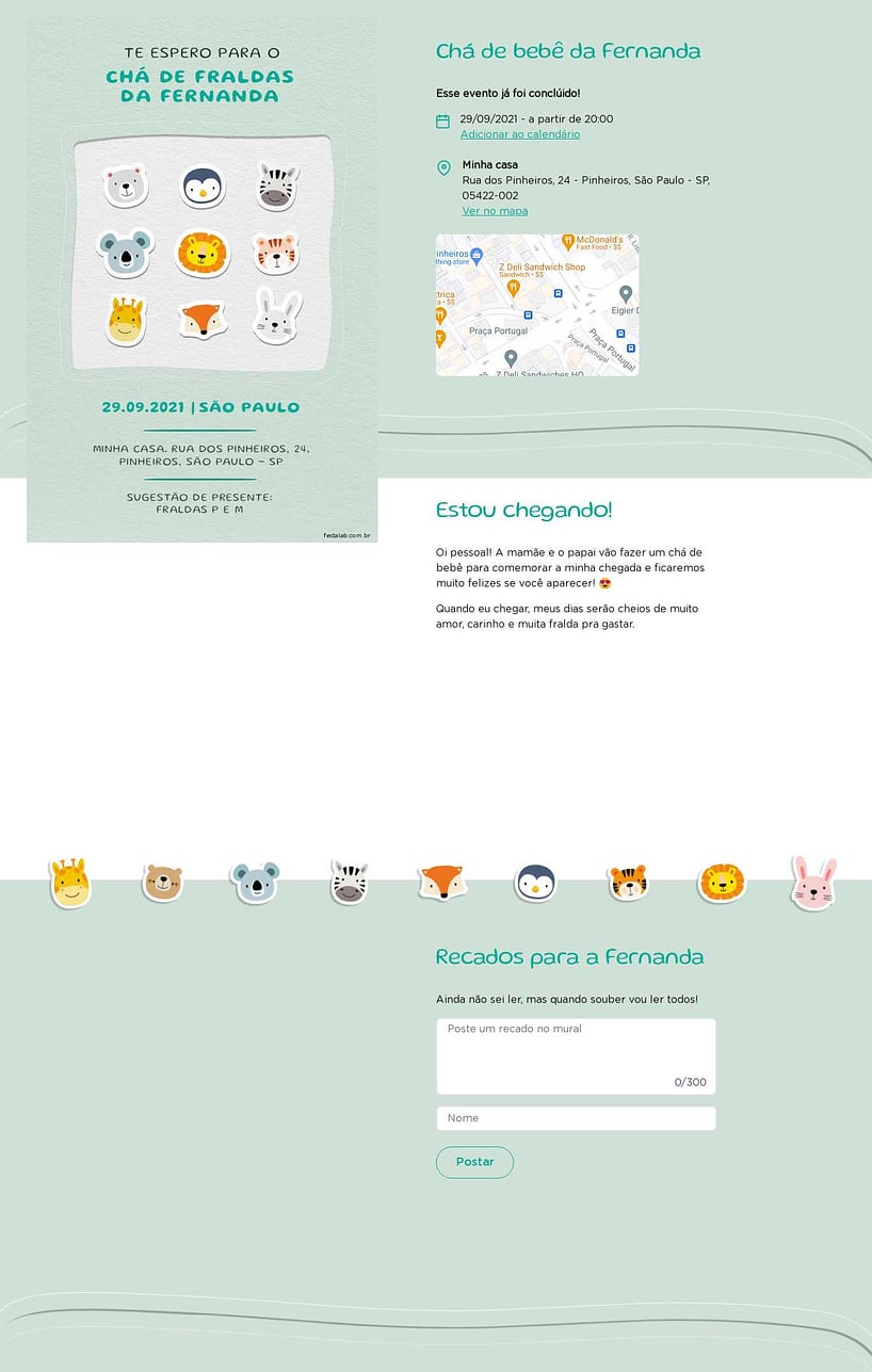 Convite Online Chá de fraldas - Safari Baby Verde | FestaLab