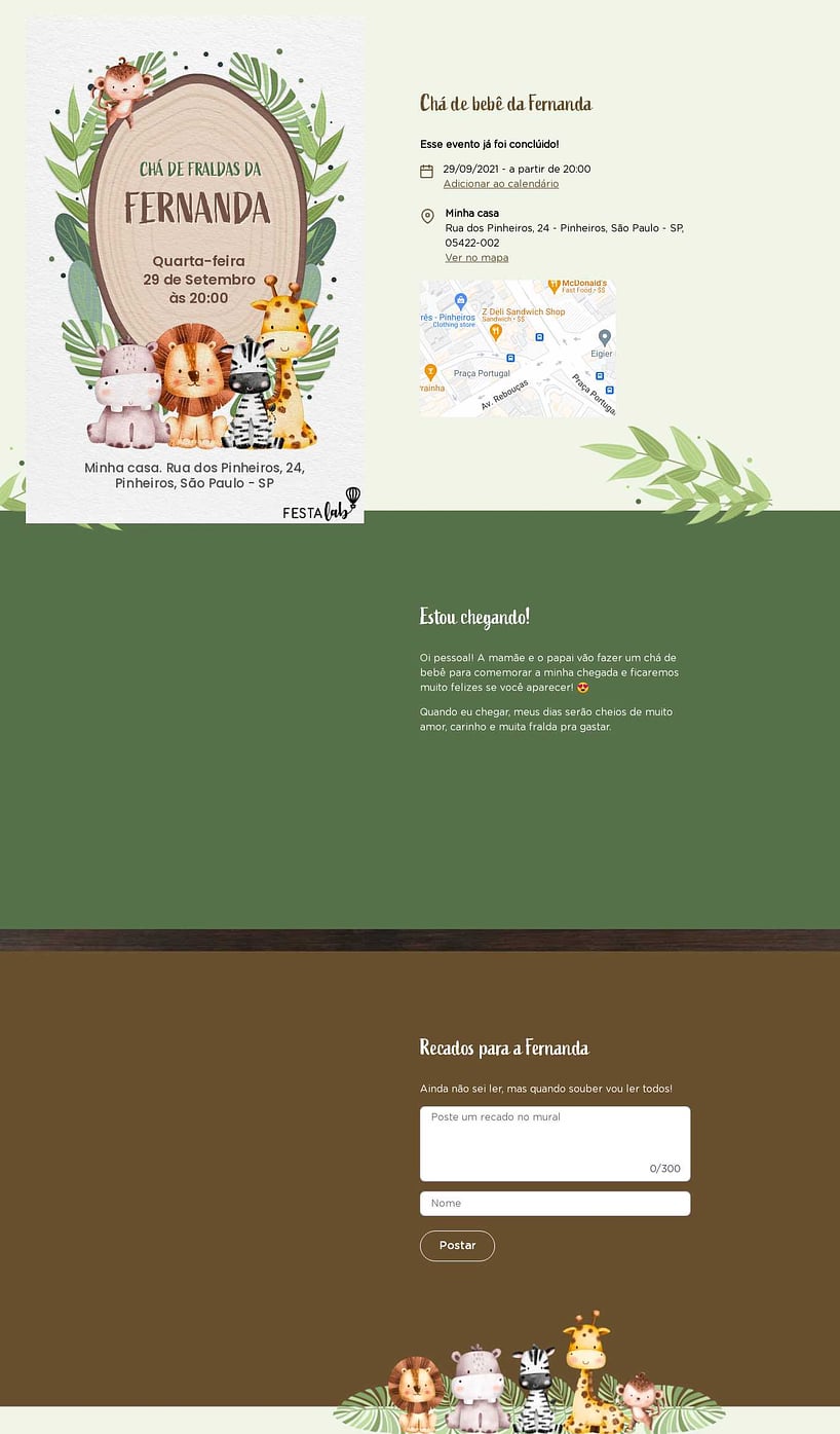 Convite Online Chá de fraldas - Tronco de Safari | FestaLab