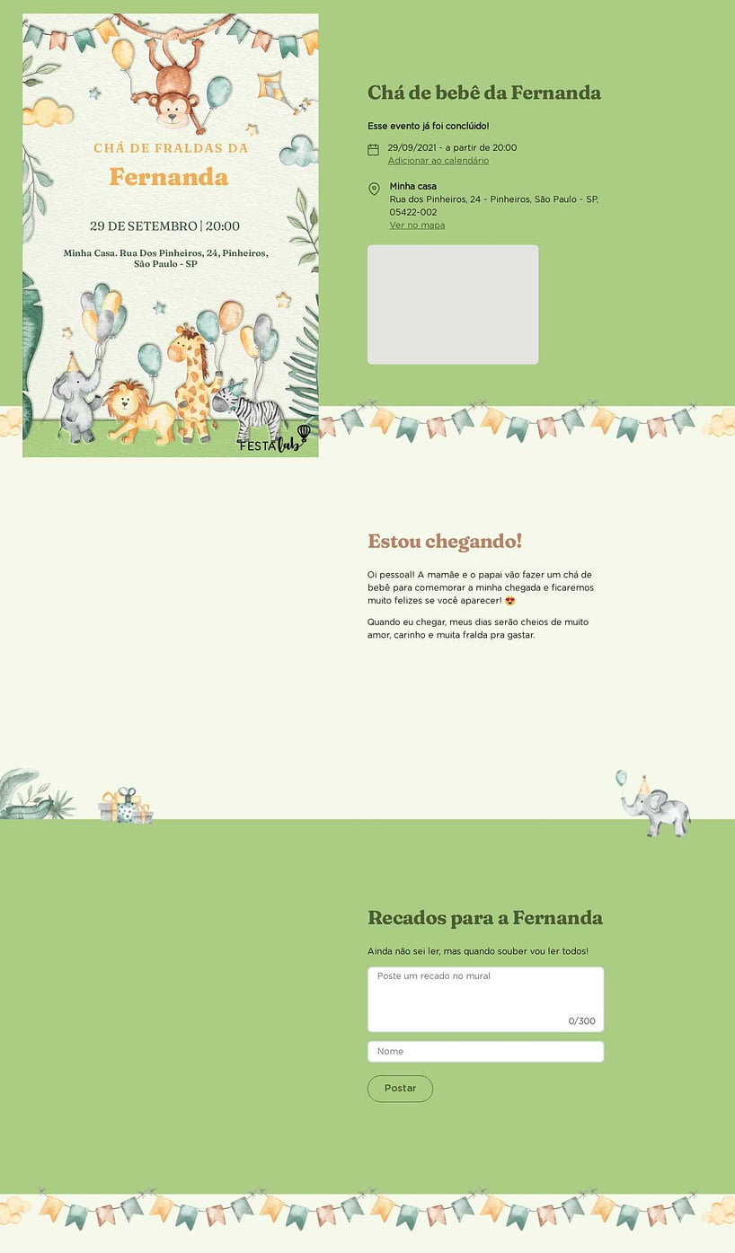 Convite Online Chá de fraldas - Zoológico amarelo | FestaLab