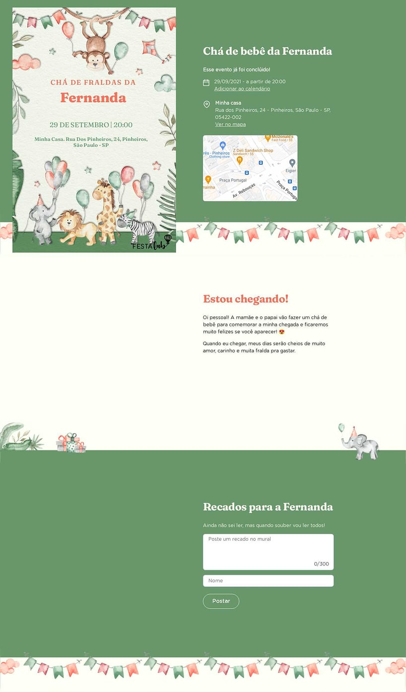 Convite Online Chá de fraldas - Zoológico rosa | FestaLab