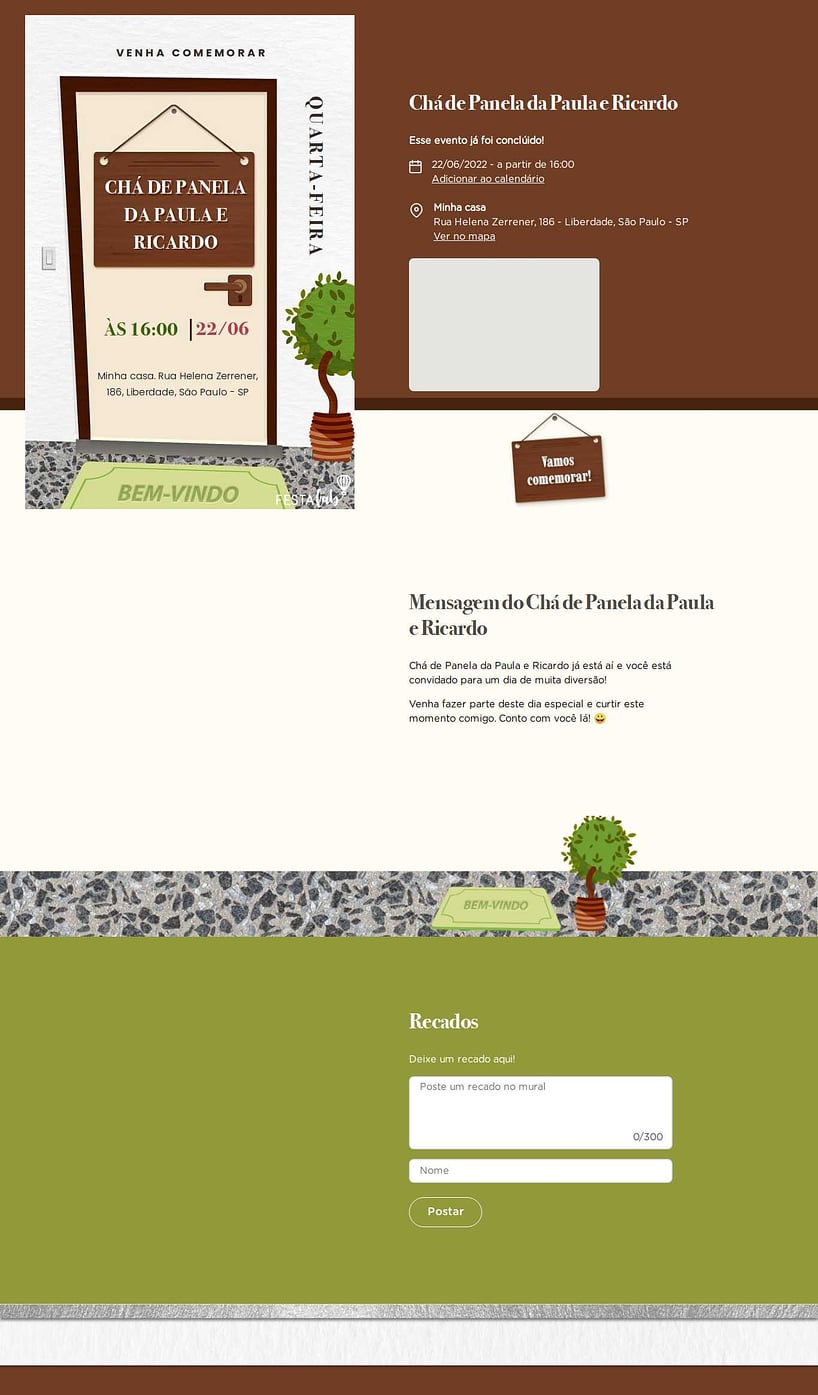 Criar convite online chá de panelas - Porta Aberta| FestaLab