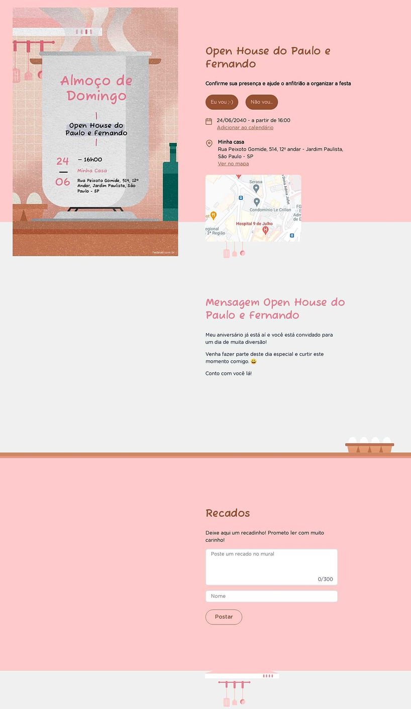 Convite Online Ocasiões especiais - Almoço | FestaLab