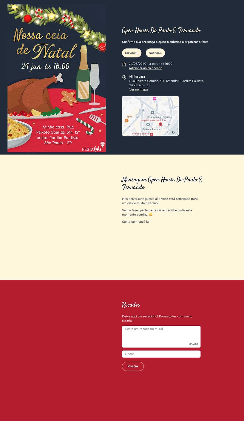 Convite Online Ocasiões especiais - Banquete de Natal | FestaLab