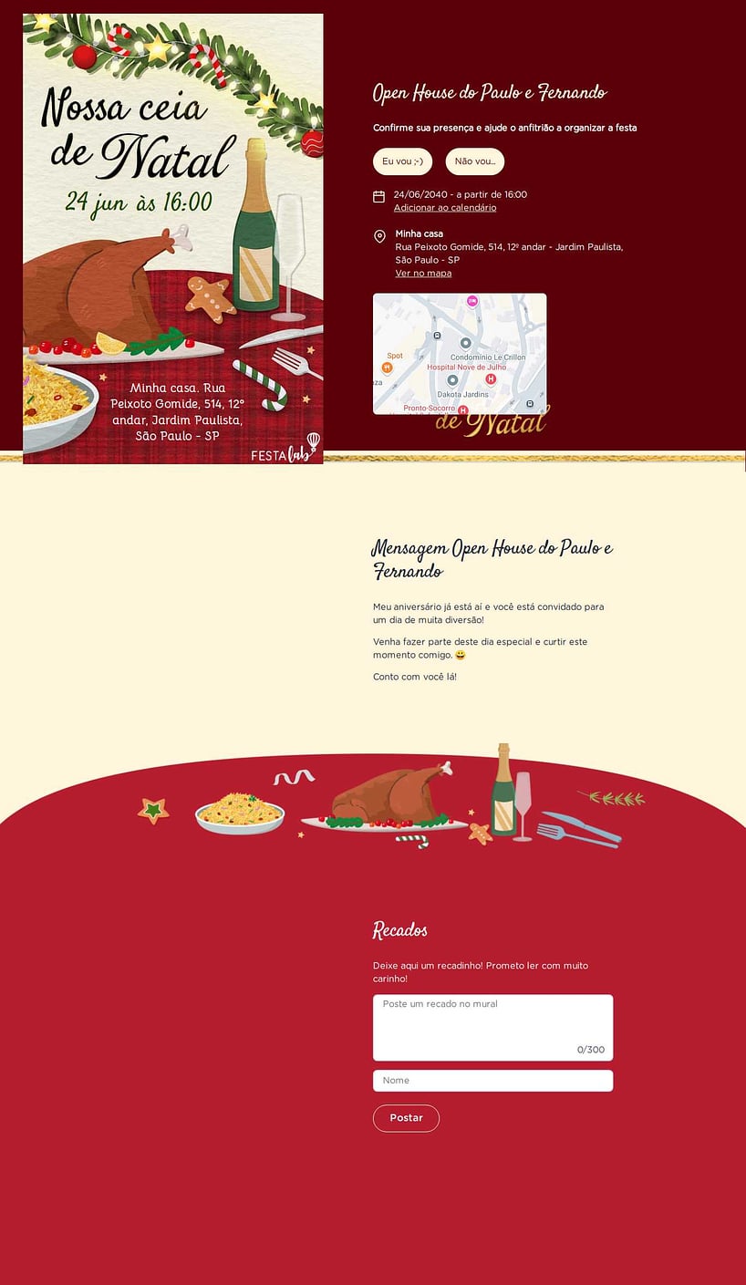 Convite Online Ocasiões especiais - Banquete de Natal: Branco | FestaLab