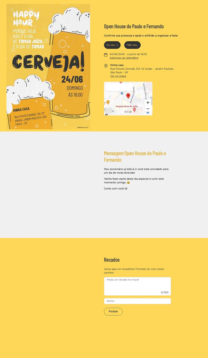 Convite Online Ocasiões especiais - Bolhas de Cerveja | FestaLab