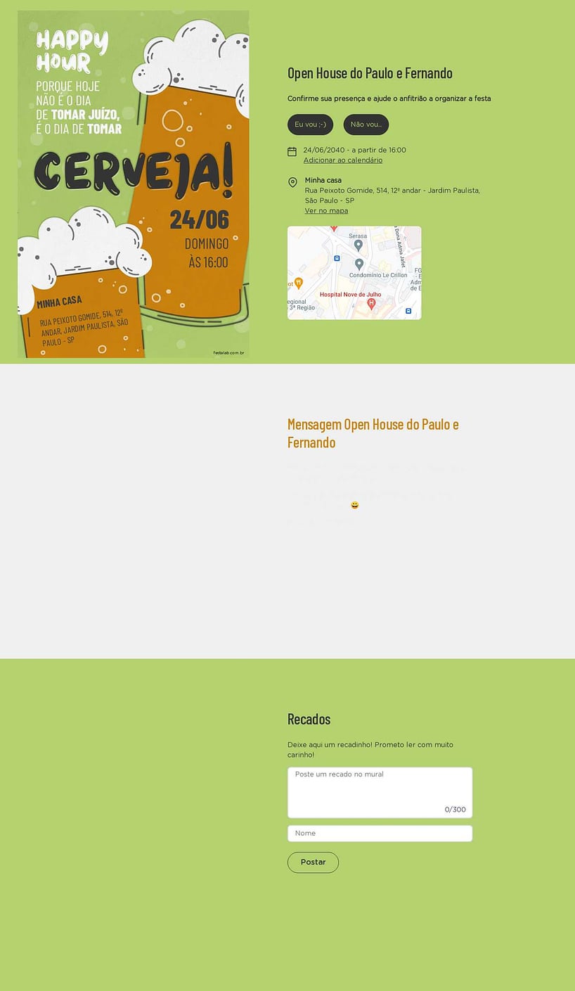 Convite Online Ocasiões especiais - Bolhas de Cerveja Verde | FestaLab