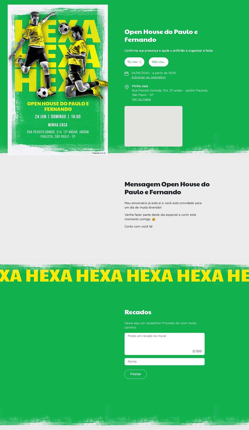 Convite Online Ocasiões especiais - Bora de Hexa verde | FestaLab