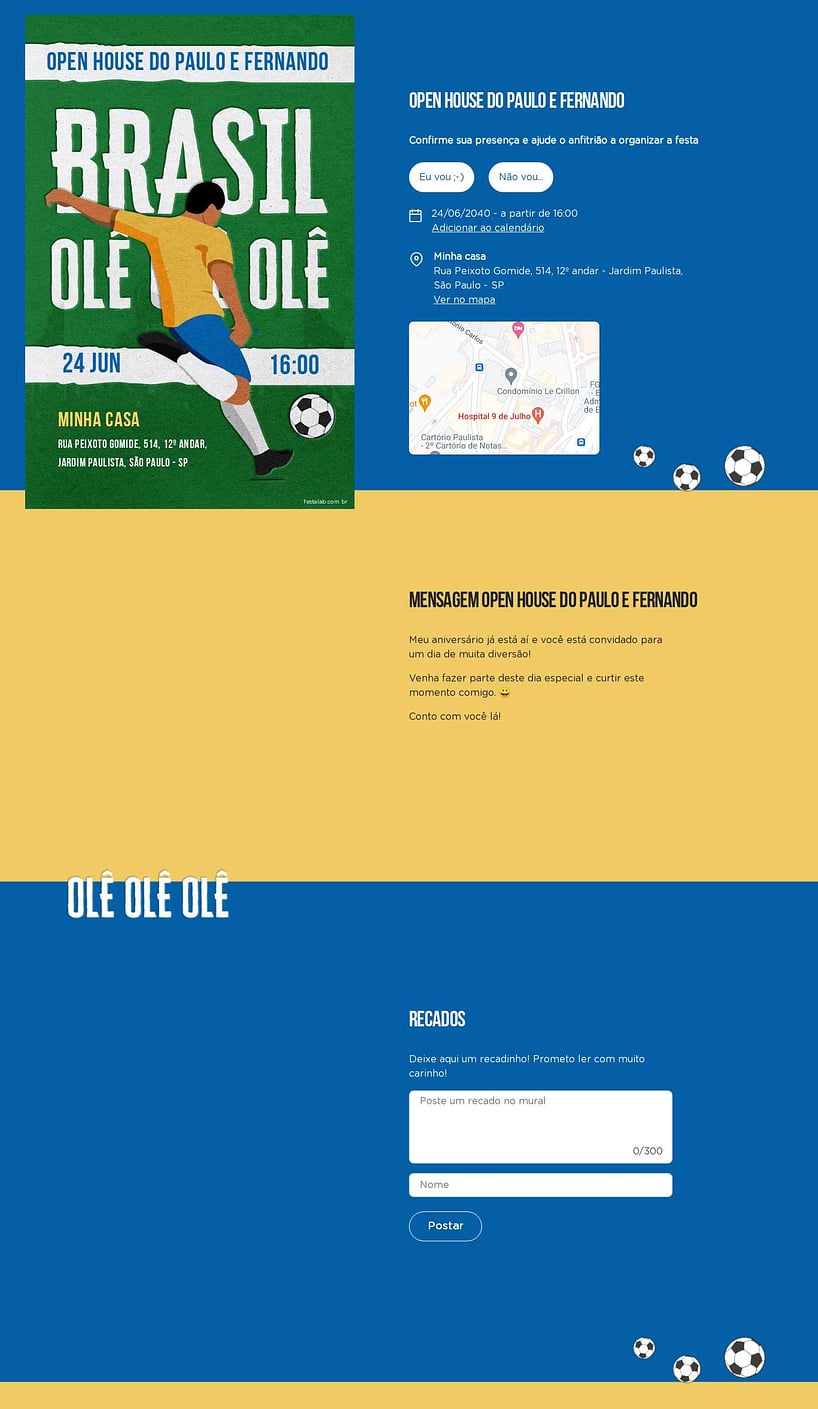 Convite Online Ocasiões especiais - Brasil | FestaLab