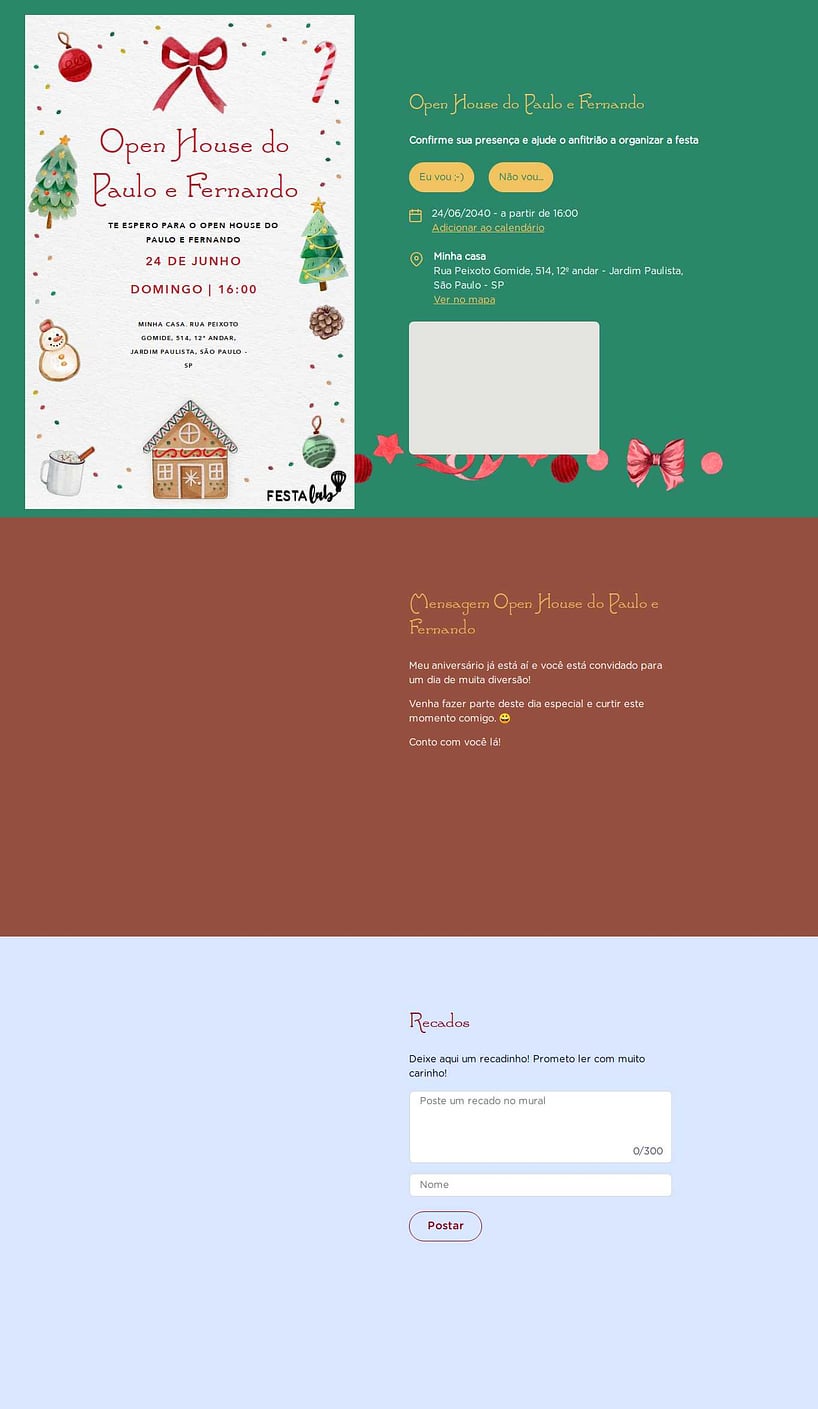 Convite Online Ocasiões especiais - Casinha de pão de mel | FestaLab