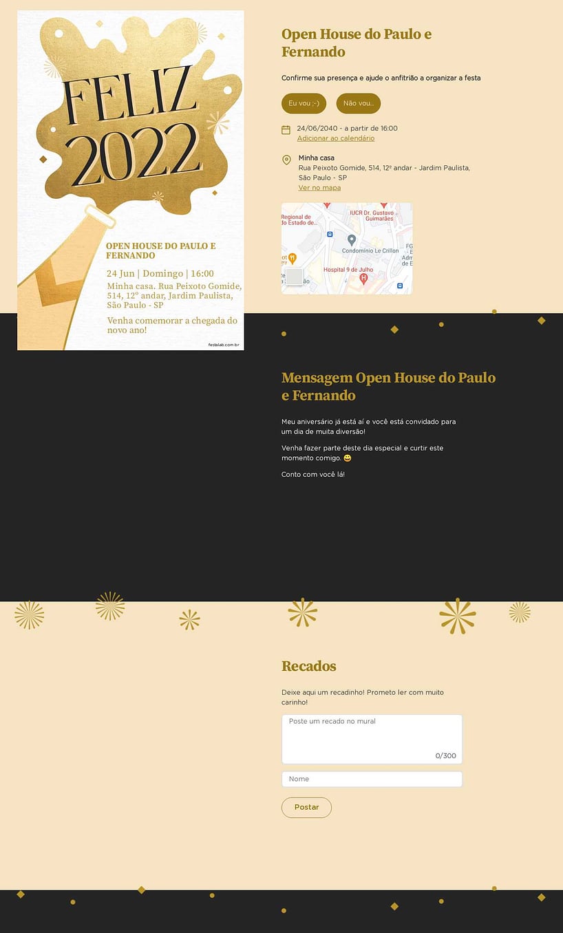 Convite Online Ocasiões especiais - Champanhe de Ano Novo | FestaLab
