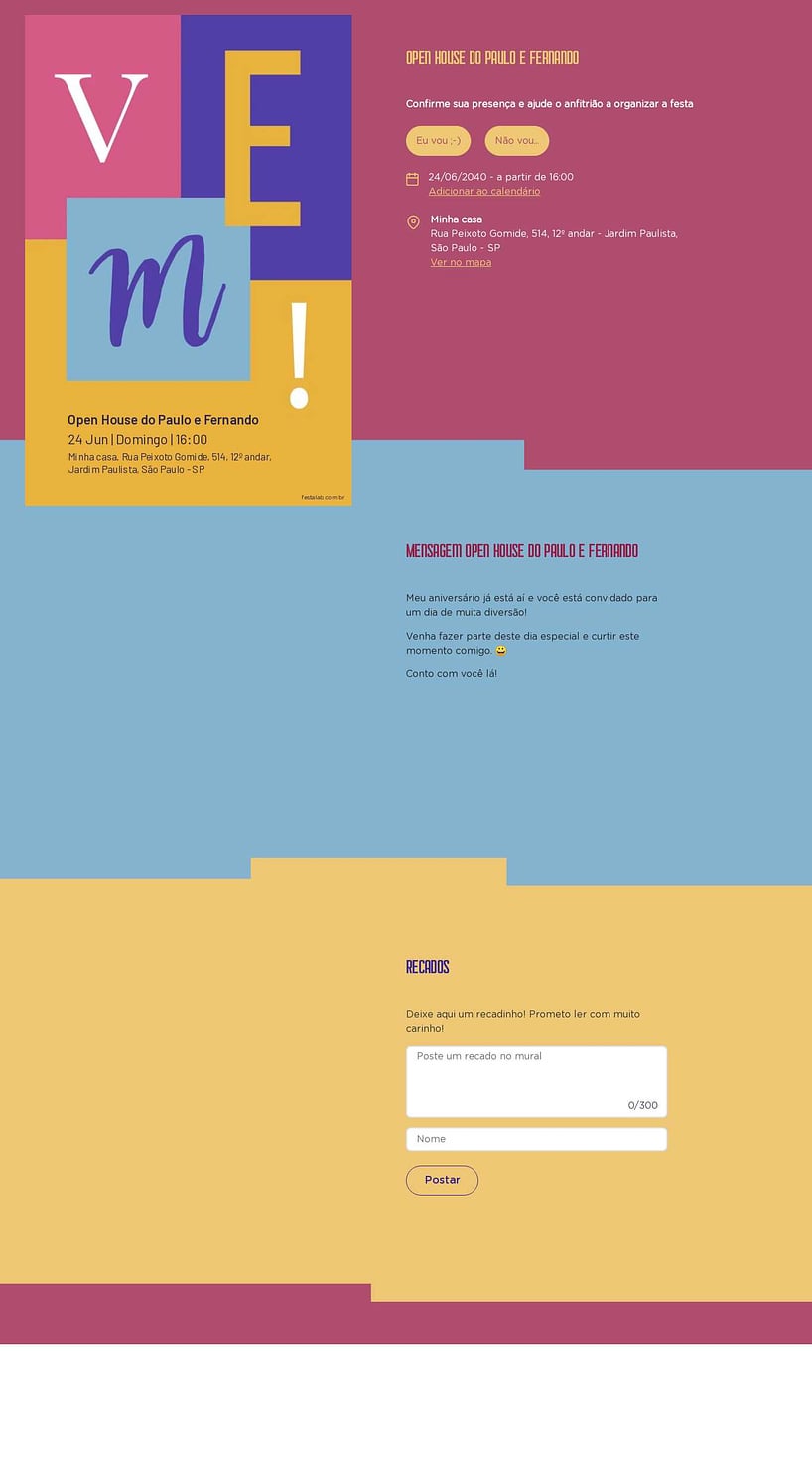 Convite Online Ocasiões especiais - Colorido | FestaLab