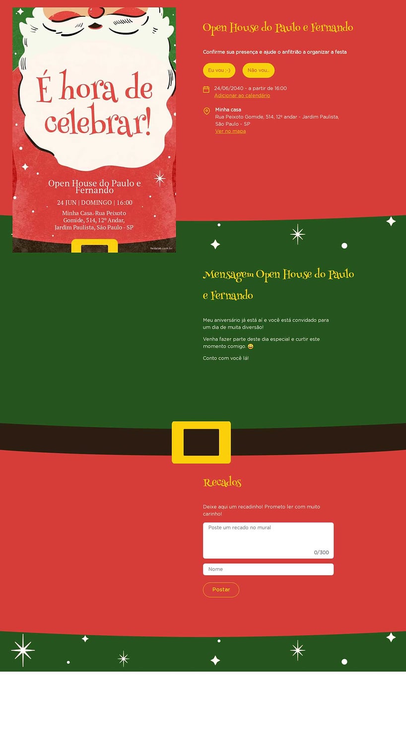Convite Online Ocasiões especiais - Papai Noel | FestaLab