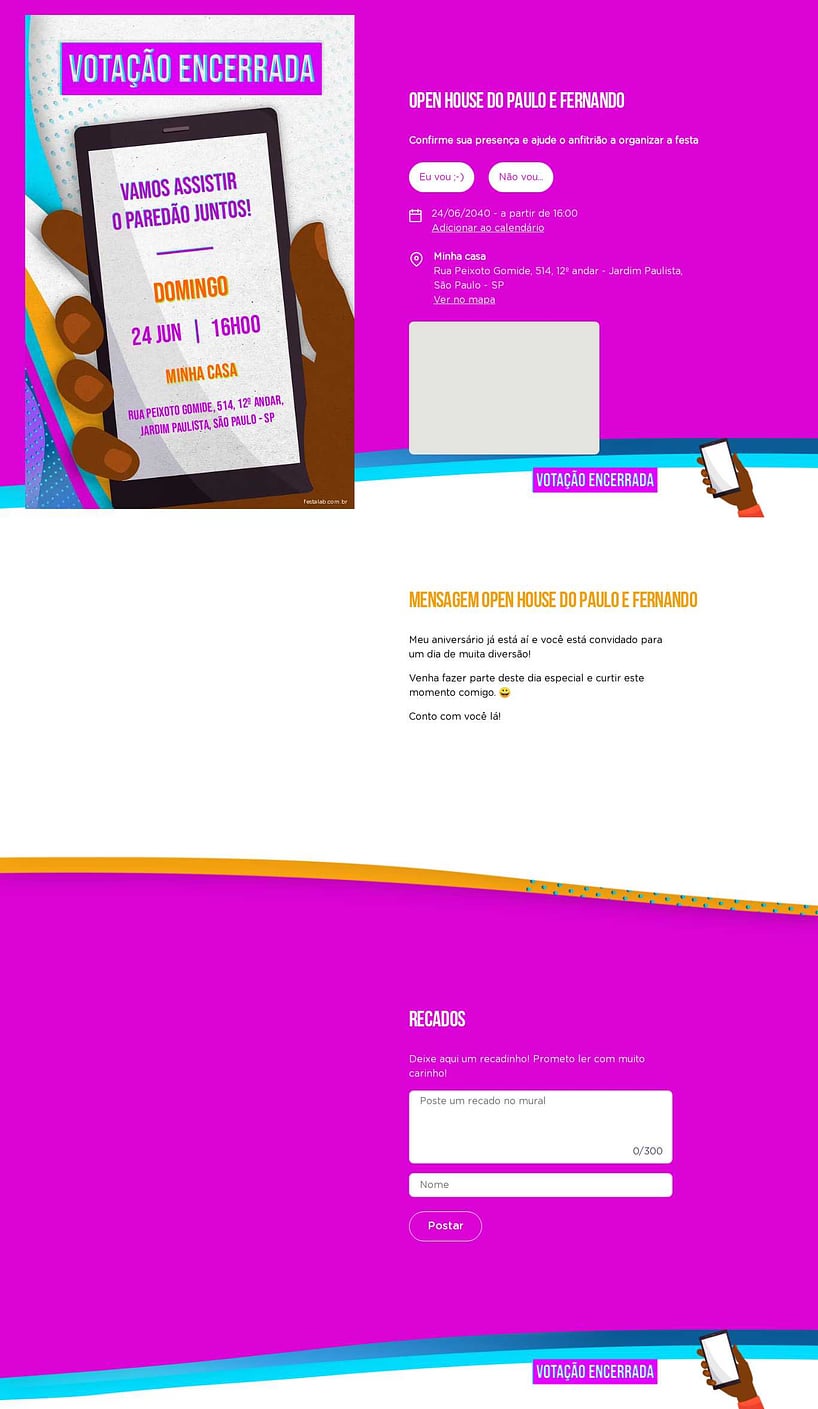 Convite Online Ocasiões especiais - Dia de Votação | FestaLab