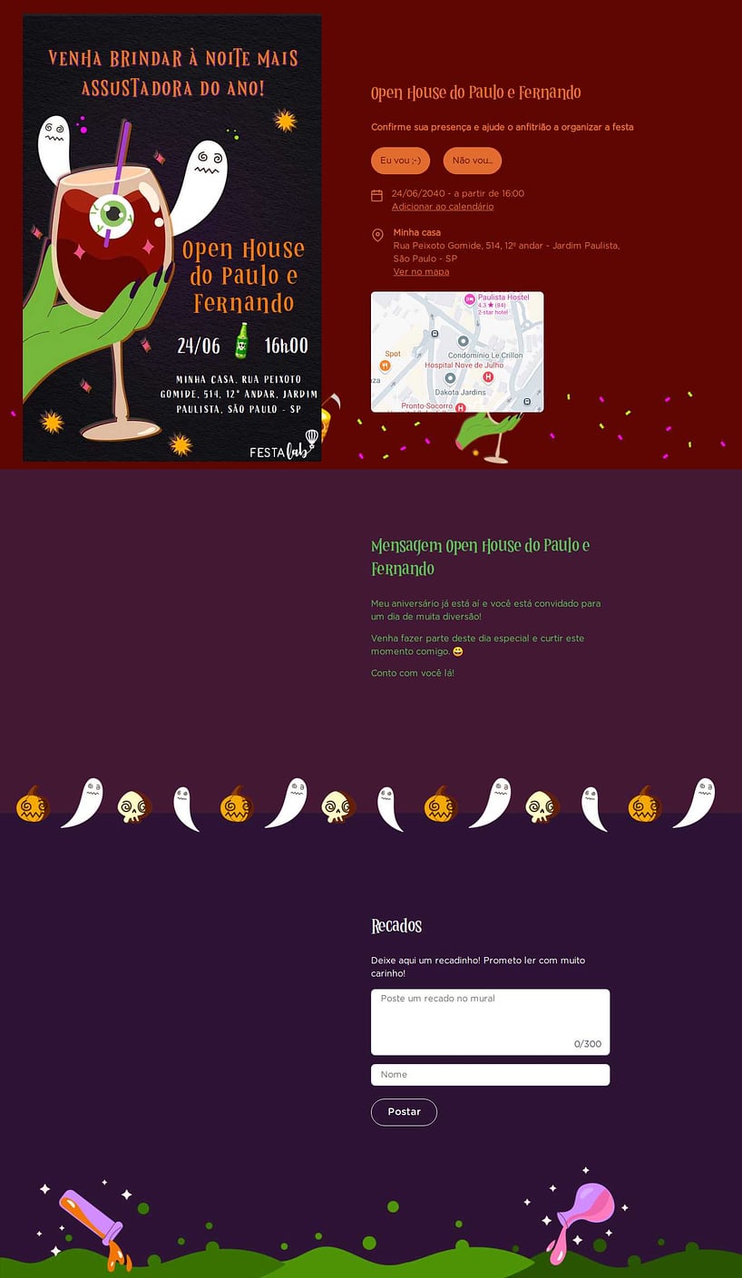 Convite Online Ocasiões especiais - Drink de Halloween | FestaLab