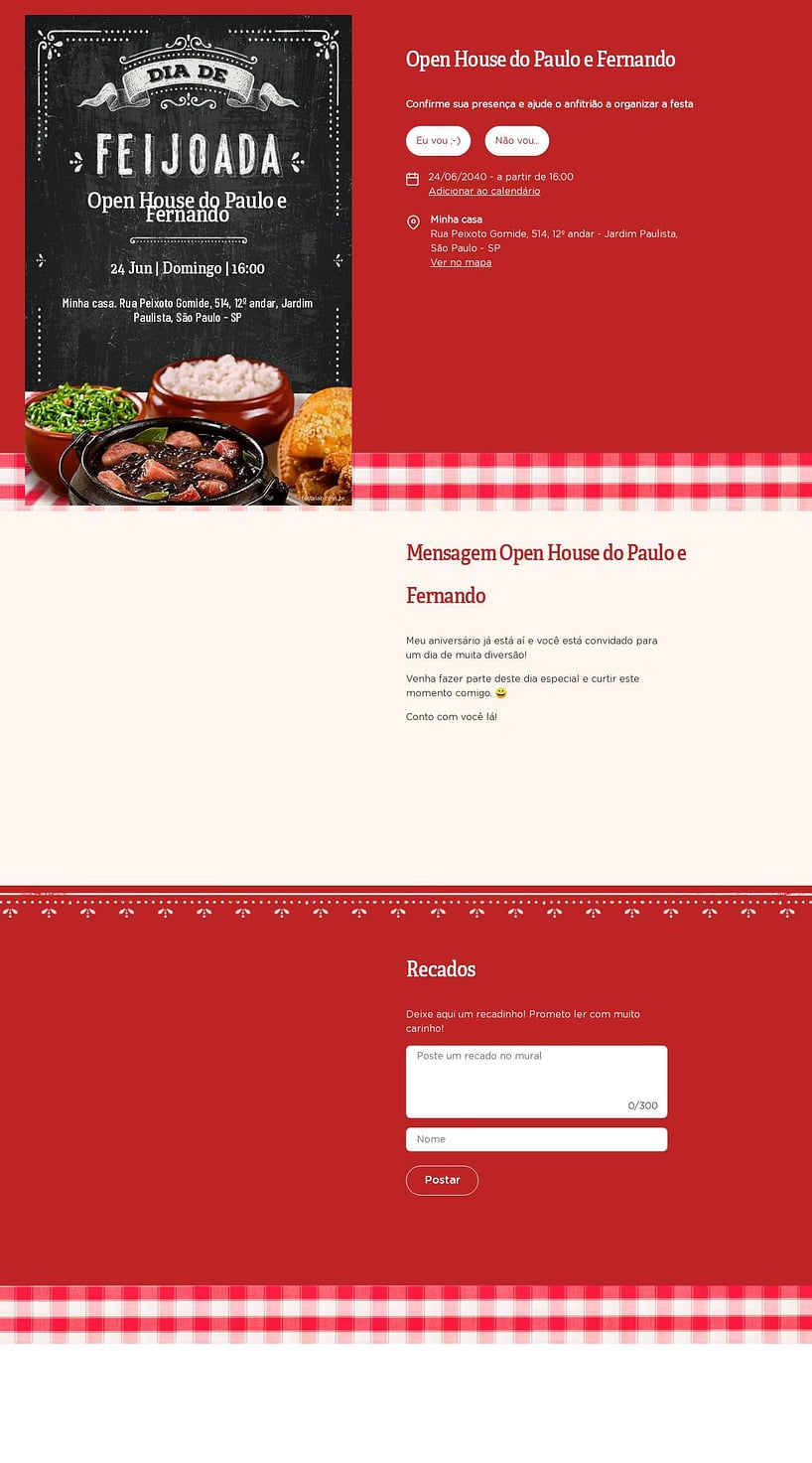 Convite Online Ocasiões especiais - Feijoada | FestaLab