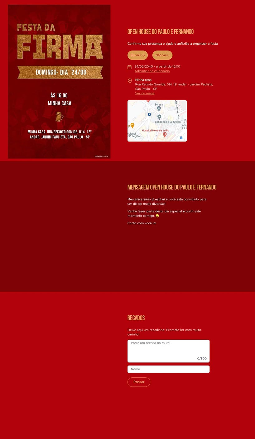 Convite Online Ocasiões especiais - Festa da Firma | FestaLab