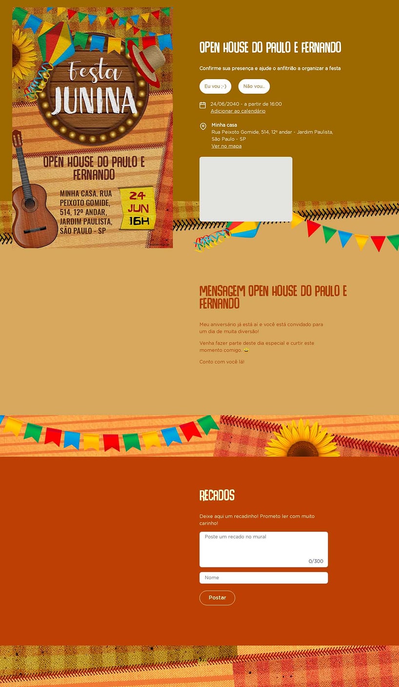 Convite Online Ocasiões especiais - Festa junina estampado | FestaLab