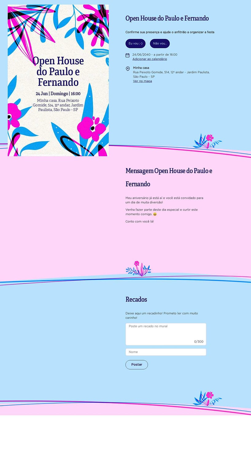 Convite Online Ocasiões especiais - Floral | FestaLab