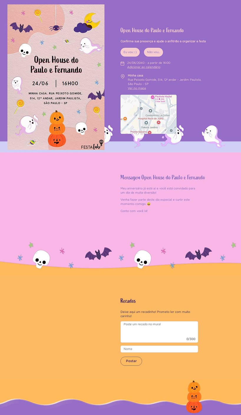 Convite Online Ocasiões especiais - Fofuras de Halloween | FestaLab