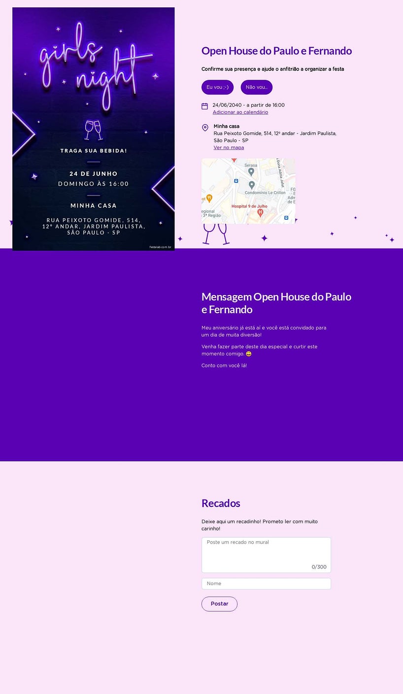 Convite Online Ocasiões especiais - Girls Night! Azul | FestaLab