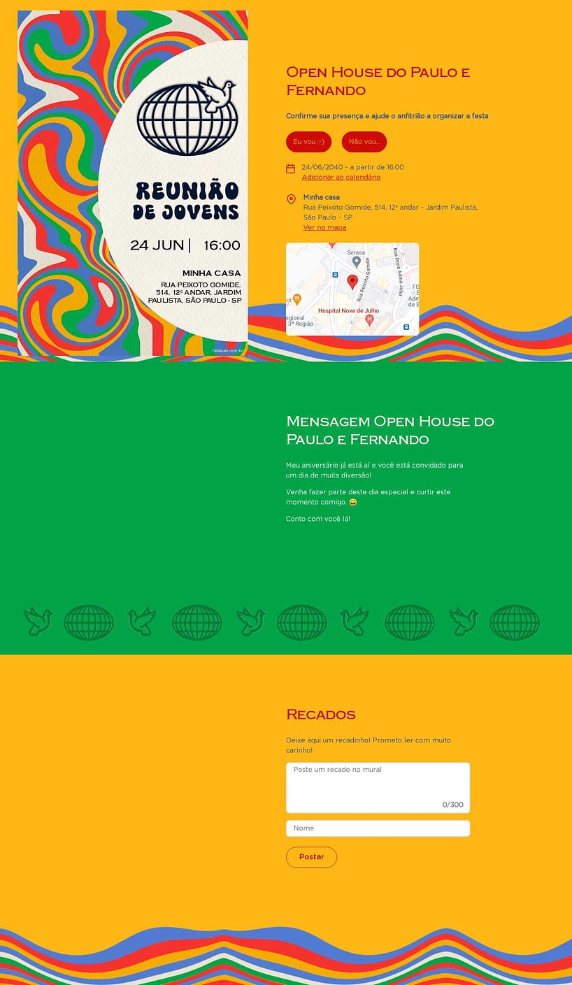 Convite Online Ocasiões especiais - Groovy Jovem Colorido | FestaLab