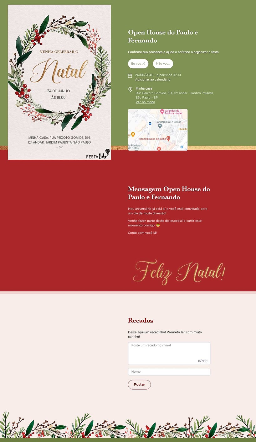 Convite Online Ocasiões especiais - Guirlanda Festiva | FestaLab