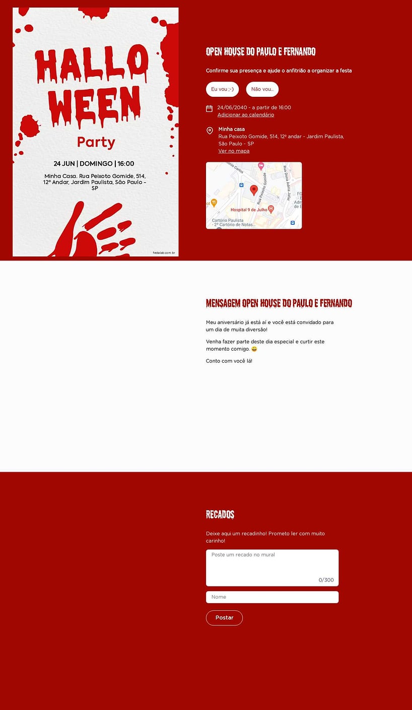 Convite Online Ocasiões especiais - Halloween Party | FestaLab