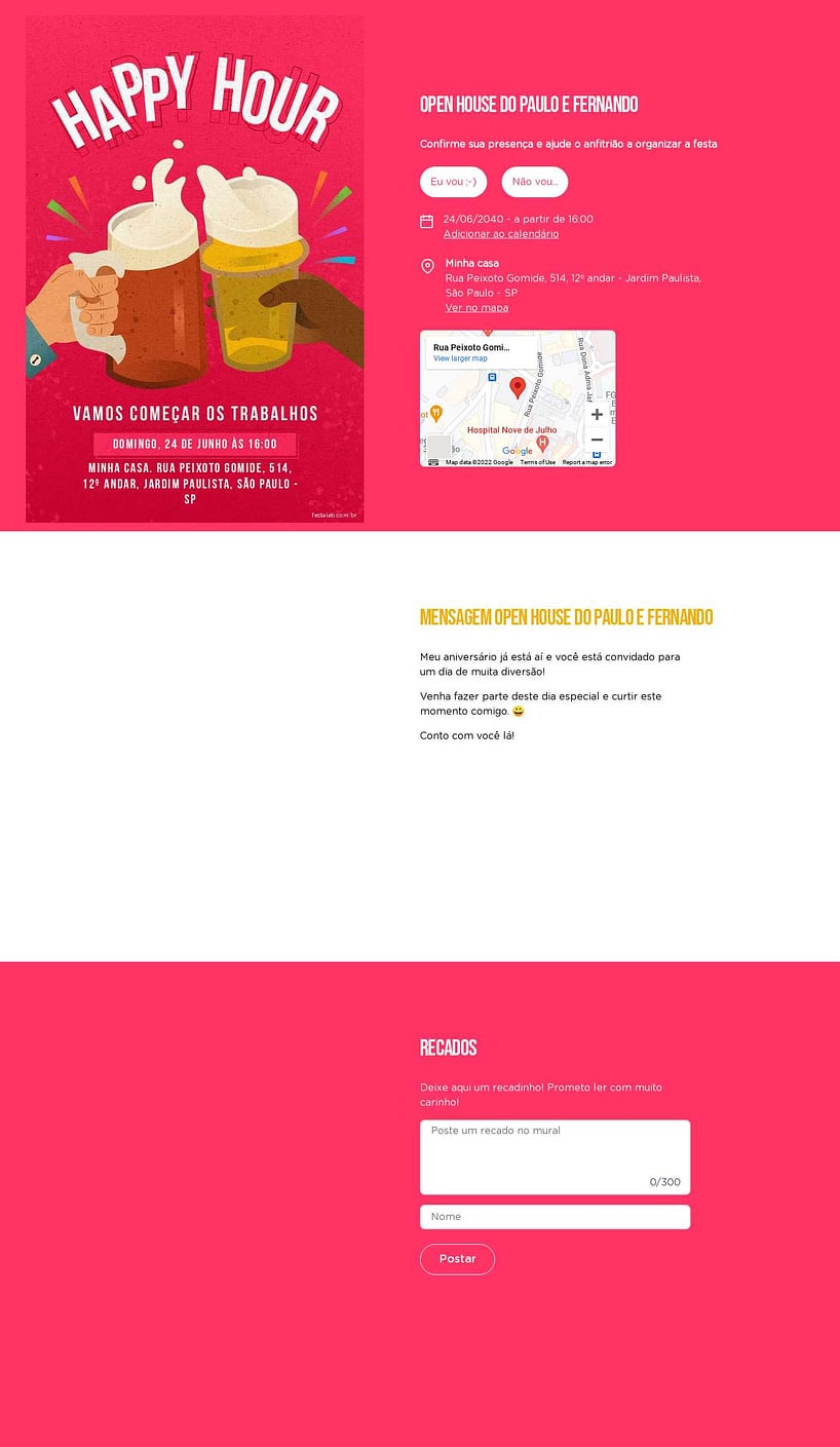 Convite Online Ocasiões especiais - Happy Hour! | FestaLab