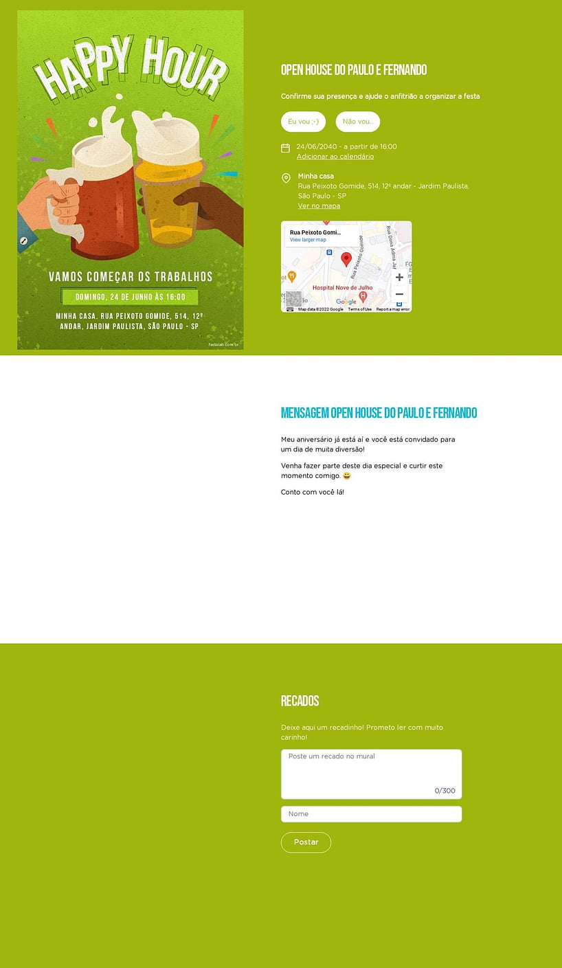 Convite Online Ocasiões especiais - Happy Hour! Verde | FestaLab