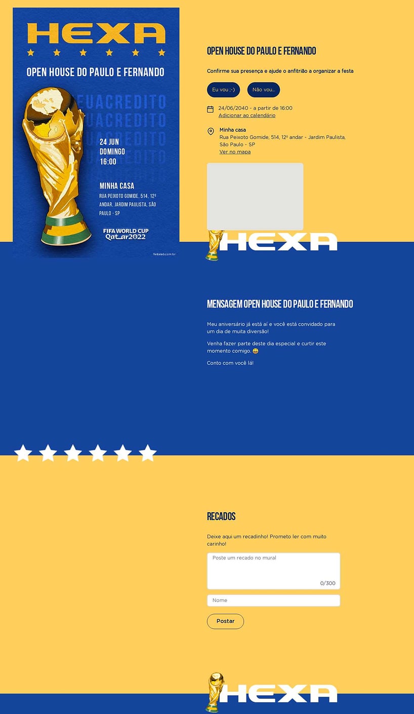 Convite Online Ocasiões especiais - Hexa Azul | FestaLab