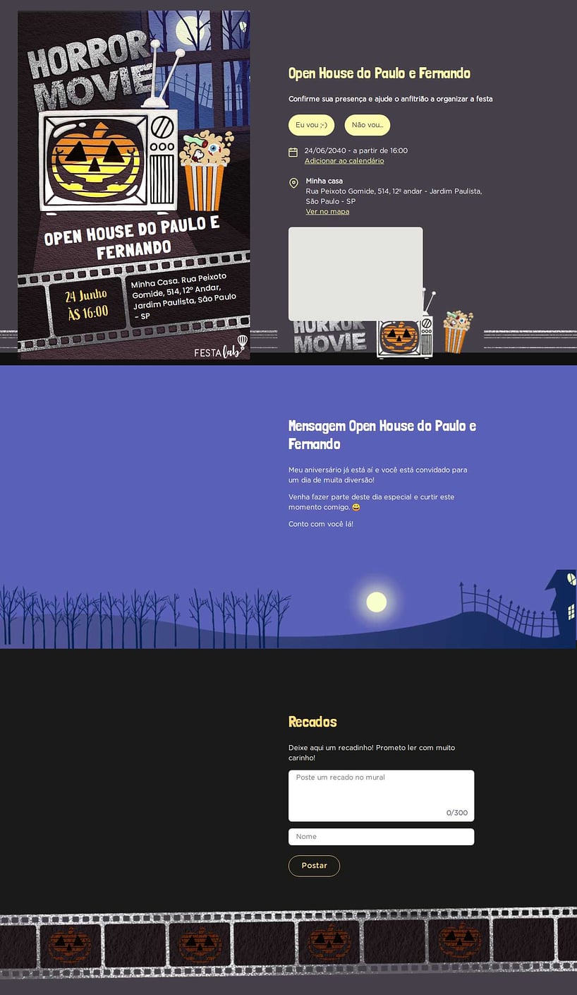 Convite Online Ocasiões especiais - Horror Movie | FestaLab