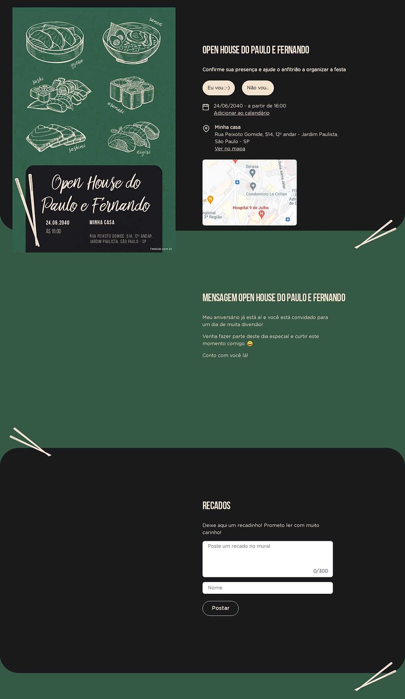 Convite Online Ocasiões especiais - Jantar Ramen | FestaLab