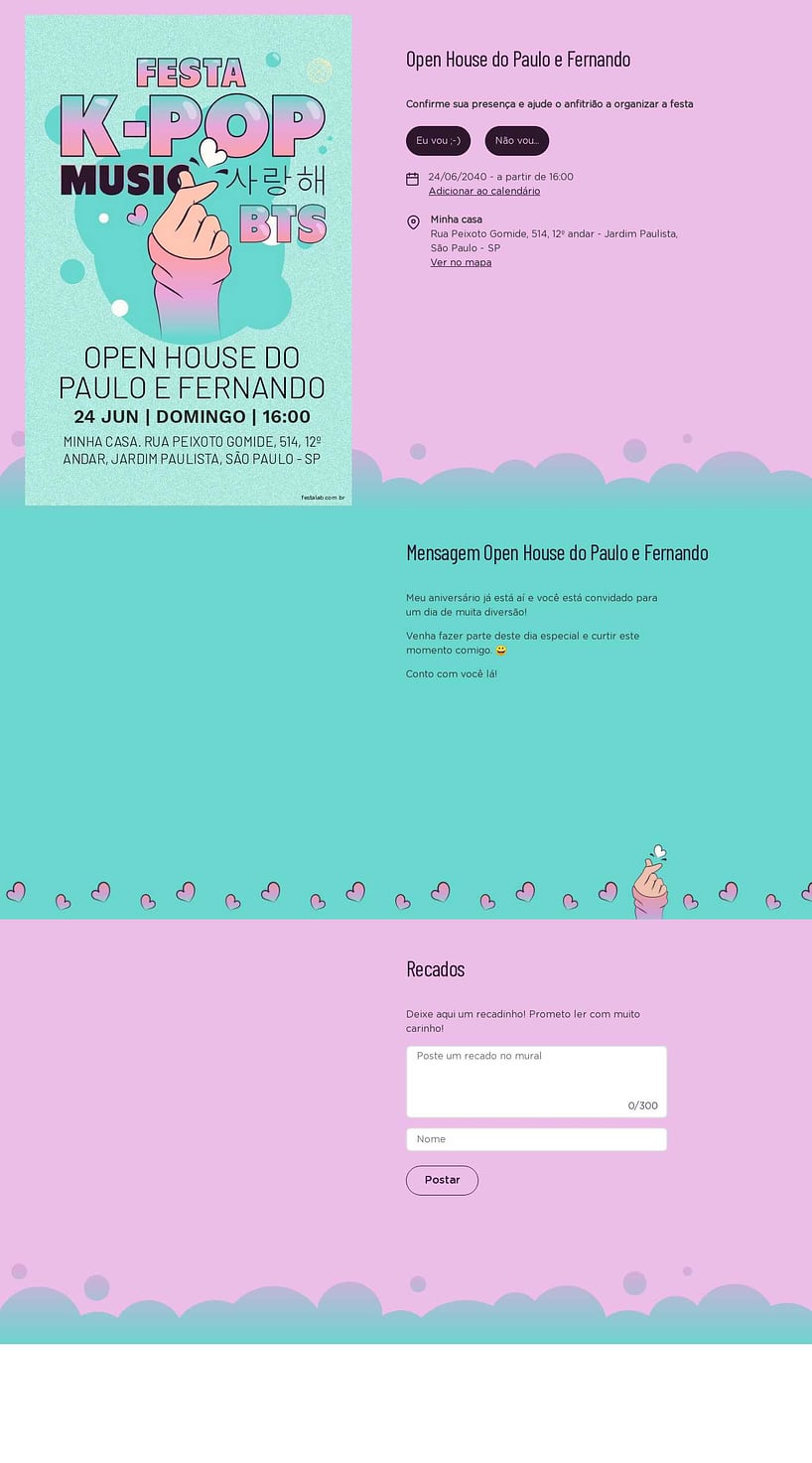 Convite Online Ocasiões especiais - Kpop | FestaLab