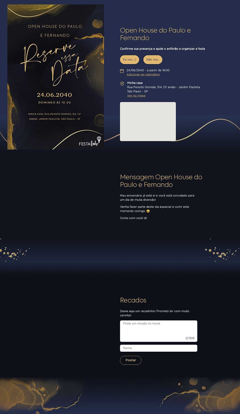 Convite Online Ocasiões especiais - Mármore Elegante | FestaLab