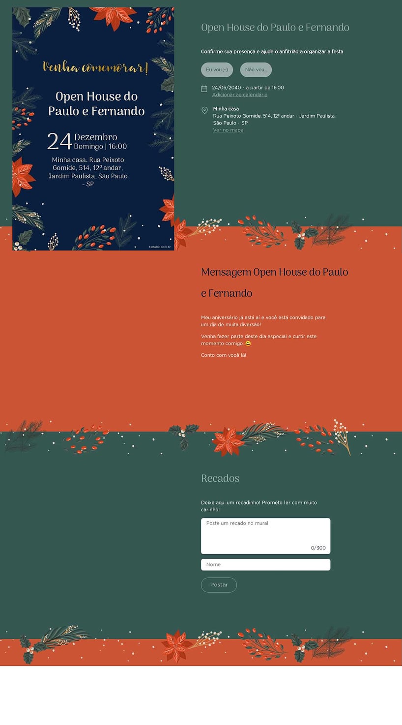 Convite Online Ocasiões especiais - Natal Azul | FestaLab