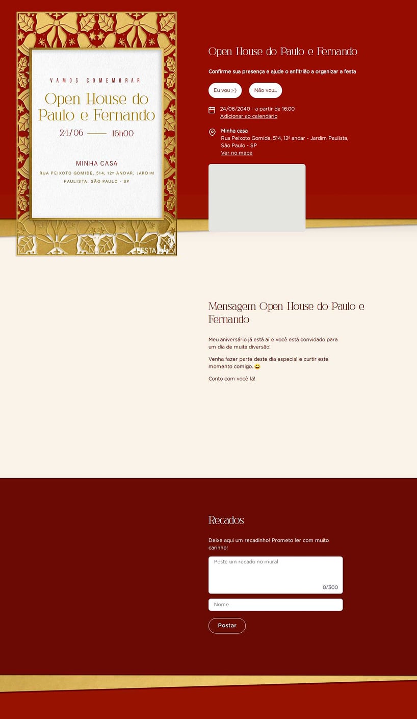 Convite Online Ocasiões especiais - Natal Elegante Dourado | FestaLab