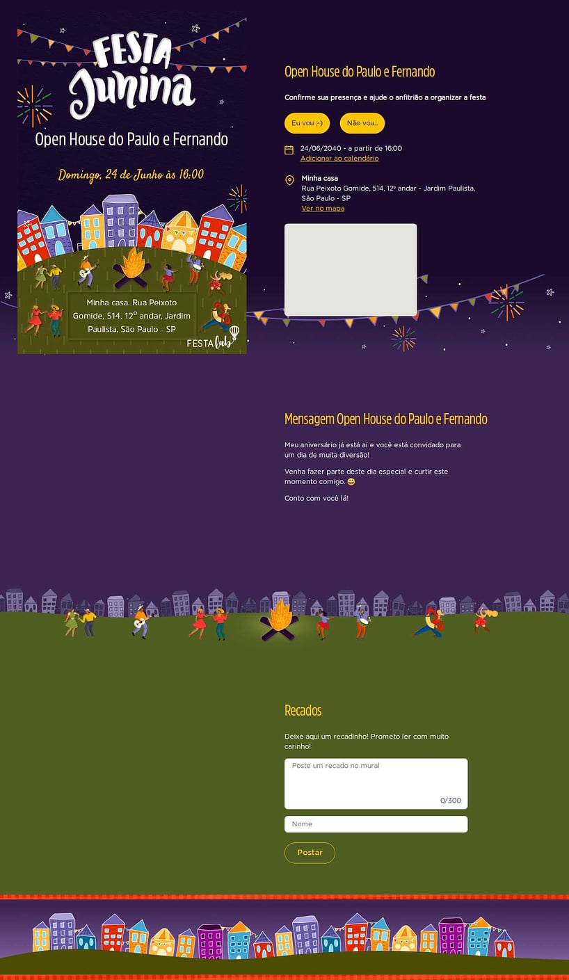 Convite Online Ocasiões especiais - Noite de Festa Junina | FestaLab