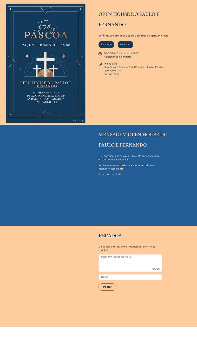Convite Online Ocasiões especiais - Páscoa Religioso Azul | FestaLab
