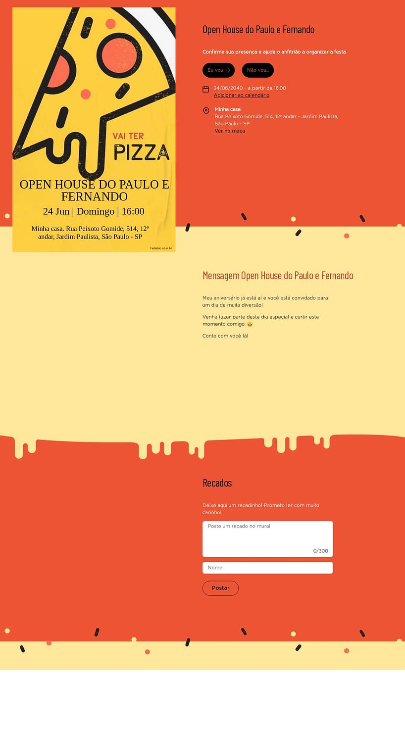 Convite Online Ocasiões especiais - Pizza Fun | FestaLab