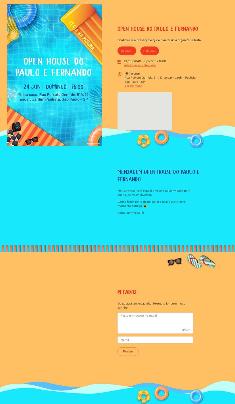 Convite Online Ocasiões especiais - Pool Party | FestaLab