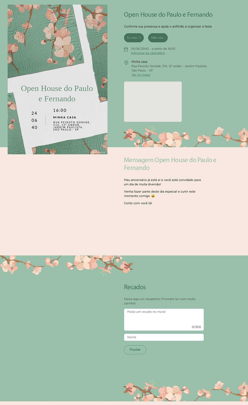 Convite Online Ocasiões especiais - Tecido Floral Verde | FestaLab