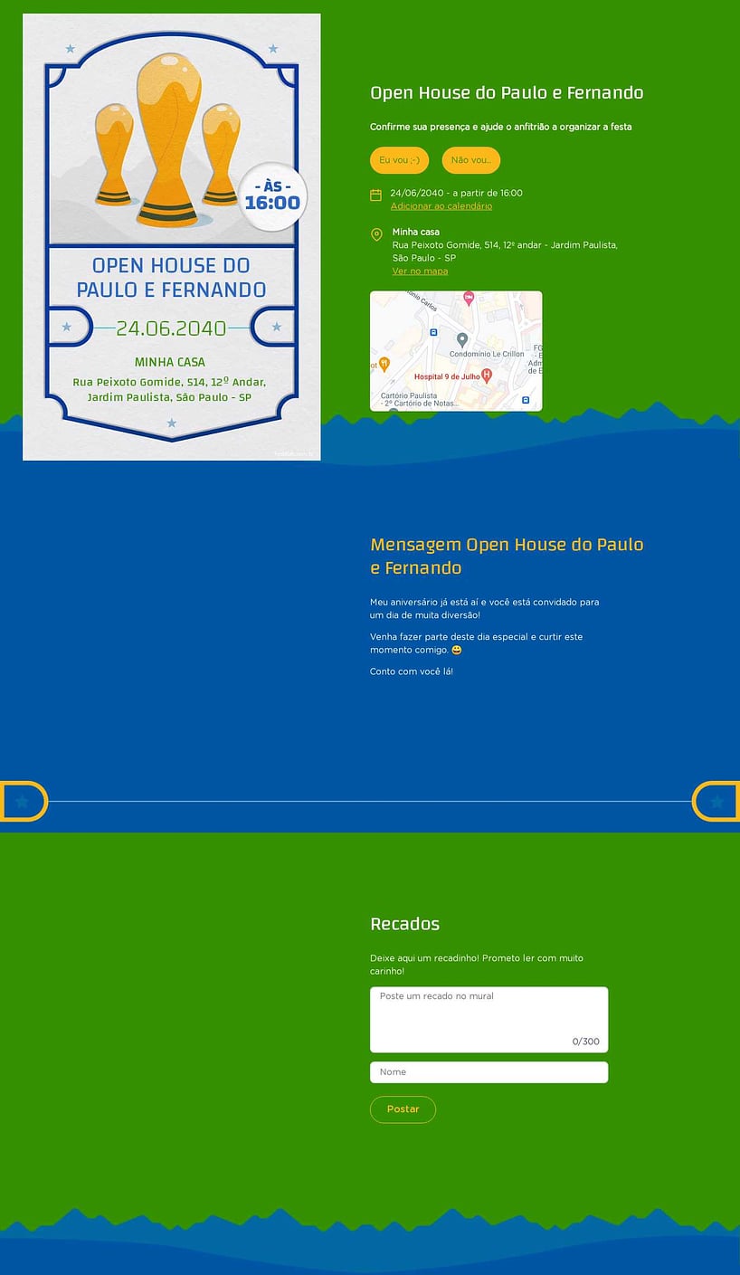 Convite Online Ocasiões especiais - Torcida | FestaLab