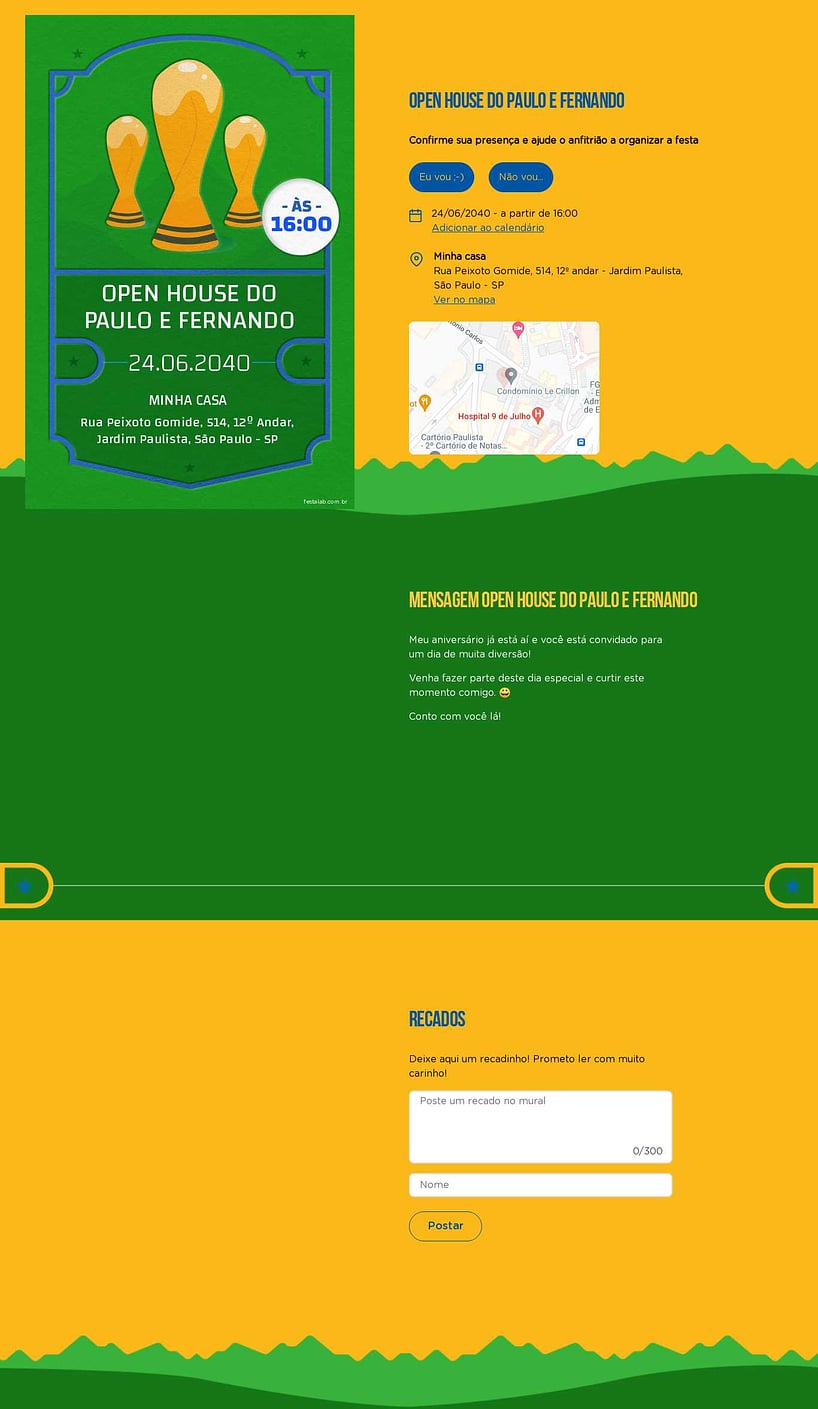 Convite Online Ocasiões especiais - Torcida verde | FestaLab