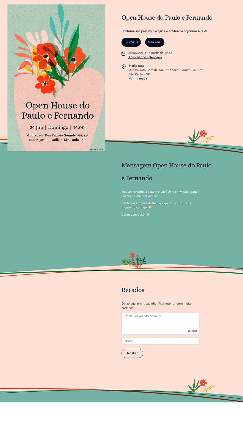 Convite Online Ocasiões especiais - Vaso Floral | FestaLab