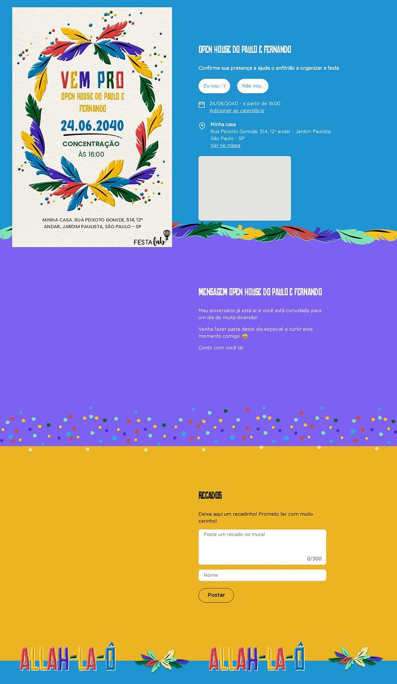 Convite Online Ocasiões especiais - Vem pro bloco | FestaLab